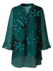 V-Neck Printed Loose Lace Chiffon Blouse