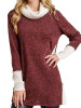 Casual Contrast Color High-Neck Blouses&Shirts Tops