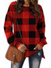 Casual Loose Plaid Blouses&Shirts Tops