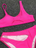 Sexy Irregular Backless Grid Split Type Bikini Swimsuit