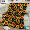 Black Autumn Sunflower Pattern Print Blanket KTSR