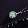 Floral Aventurine Designer Lotus Pendant Silver Jewelry