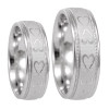 Ladies 14K White Gold Double Heart with Milgrain Wedding Band, Shiny Wedding Ring, Comfort Fit Promise Ring, Milgrain Wedding Band