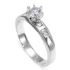 A simple Engagement Ring with Baguette Diamonds in 14K White Gold