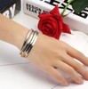 Multi-Layer Shimmering Leather Charm Bracelet