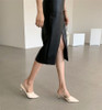 PU Leather Skirts High Waist Pockets Package Pencil  Skirt