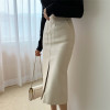 PU Leather Skirts High Waist Pockets Package Pencil  Skirt