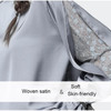 Satin  Blouse With Stand Ruffled Collar & Split Lace Sleeve