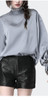 Satin  Blouse With Stand Ruffled Collar & Split Lace Sleeve