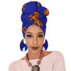Print turban traditional African headscarf women headtie print headwrap with earring