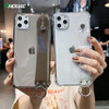 Glitter Powder Holder Phone Cases For iPhone 11 Pro Max X XR XS Max 6 6S 7 8 Plus SE 2020 SE2 Transparent Wrist Strap Back Cover