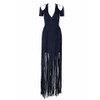 New Celebrity Party Summer Bandage Long Dress Women Short Sleeve V-Neck Elegant Sexy Night Out Tassel Maxi Dress Women Vestidos
