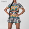Fadzeco African Dresses for Women Dashiki Print Ankara Jumpsuit Short Sleeve Round Neck T Shirt and High Waist Short Pants