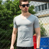 Men Ice silk short sleeve Solid color seamless underwear clothing close-fitting V-neck