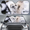 Cute Dog Puppy Snow Winter Auto Car Sun Shade Windshield