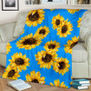 Blue Sunflower Pattern Print Blanket KTSR