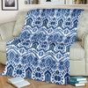Blue And White Aztec Pattern Print Blanket KTSR