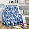 Blue And White Aztec Pattern Print Blanket KTSR
