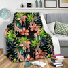 Black Tropical Giraffe Pattern Print Blanket KTSR