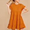 Loose Round Neck Ruffle Sleeve Dress