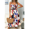 Sling Ruffled Sunflower Printed Button Dress