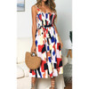 Sling Ruffled Sunflower Printed Button Dress
