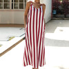 Casual Spaghetti Straps Stripe Summer Maxi Dress