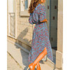 Printed V Neck Casual Long Sleeve Midi Dress