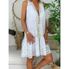 V-Neck Above Knee Hollow Casual Lace Dress