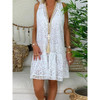 V-Neck Above Knee Hollow Casual Lace Dress