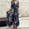 Elegant Printed V Neck Maxi Dress Elegant Printed V Neck Maxi Dress
