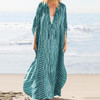 Plus Size Stripe Irregular V Neck Maxi Dress