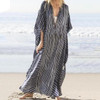 Plus Size Stripe Irregular V Neck Maxi Dress