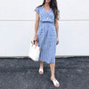 Elegant V Neck Stripe Casual Dress