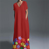 Fashion V Collar Printing Casual Dresses