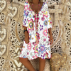 Fashion V Collar Printing Casual Dresses