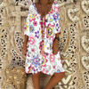Fashion V Collar Printing Casual Dresses