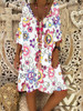 Fashion V Collar Printing Casual Dresses