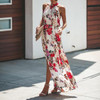 Elegant Halter Neck Printed Maxi Dress Elegant Halter Neck Printed Maxi Dress