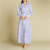 Elegant Print Long Sleeve Lapel Maxi Women Dress