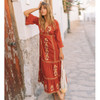 Boho Floral Embroidered V-Neck Long Sleeve Bohemia Dresses