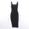 Fashion Knee-Length Dress Knitted Elastic Sleeveless Bodycon elegant Women Summer Sexy V-Neck Button Party Slim Dresses Fashion Knee-Length Dress Knitted Elastic Sleeveless Bodycon elegant Women Summer Sexy V-Neck Button Party Slim Dresses