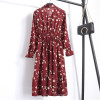 2020 Women Different Choose Casual Autumn Dress Lady Korean Style Vintage Floral Printed Chiffon Shirt Dress Winter Long Sleeve Bow Midi Dress Vestido