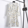 2020 Women Different Choose Casual Autumn Dress Lady Korean Style Vintage Floral Printed Chiffon Shirt Dress Winter Long Sleeve Bow Midi Dress Vestido