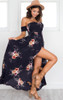 2020 Women Sexy floral Dress Summer Split  Maxi Beach Sundress Off Backless Dress Boho Long Dresses Vestidos Femme Party Long Dress