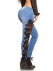 2020 Autumn Women Elegant Sexy Denim Pencil Skinny Jeans Female Fashion Plus Size Lace Floral Crochet Hollow-Out Jeans
