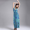 Sexy High Waist V-neck Printed Elegant Maxi Dress