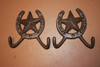 Rustic Western Star Bath Towel Hooks Cast Iron 4 1/2 inch W-27