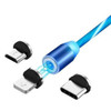 Magnetic charging cable with flowing LED light