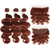 lumiere color #33 body wave 3 Bundles With 13x4 Lace Frontal Pre Colored Ear To Ear